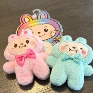 Cute Pink and Blue Plush Keychains